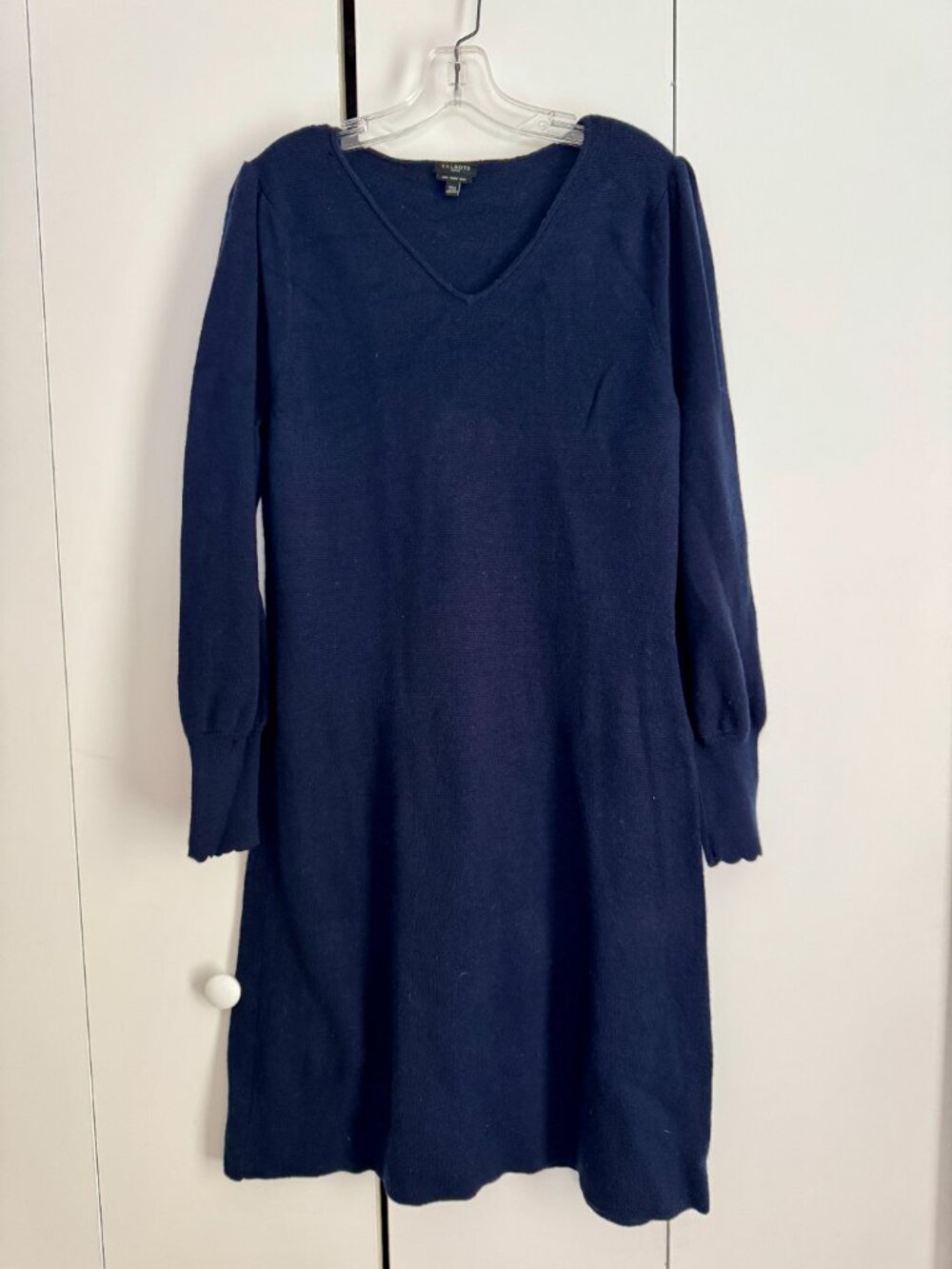 Talbots 100% Pure Merino Wool V-Neck Sweater Dress – Navy Blue – XL Petite